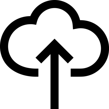 Siyah ve Beyaz Logo Simgesi PNG Biçimini Yükle. Web Sitesi Düğmesi, Mobil Uygulama Arayüzü, Dosya Aktarımı, Belge Paylaşımı, Bulut Depolama ve Veri Yedekleme için Minimalist Düz Tasarımlı Tek Renkli Ok Gönderme İşareti Grafiksel Elemanı
