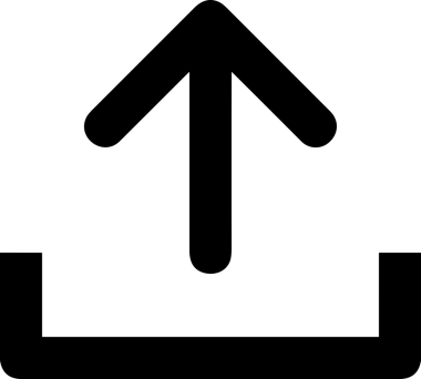 Siyah ve Beyaz Logo Simgesi PNG Biçimini Yükle. Web Sitesi Düğmesi, Mobil Uygulama Arayüzü, Dosya Aktarımı, Belge Paylaşımı, Bulut Depolama ve Veri Yedekleme için Minimalist Düz Tasarımlı Tek Renkli Ok Gönderme İşareti Grafiksel Elemanı