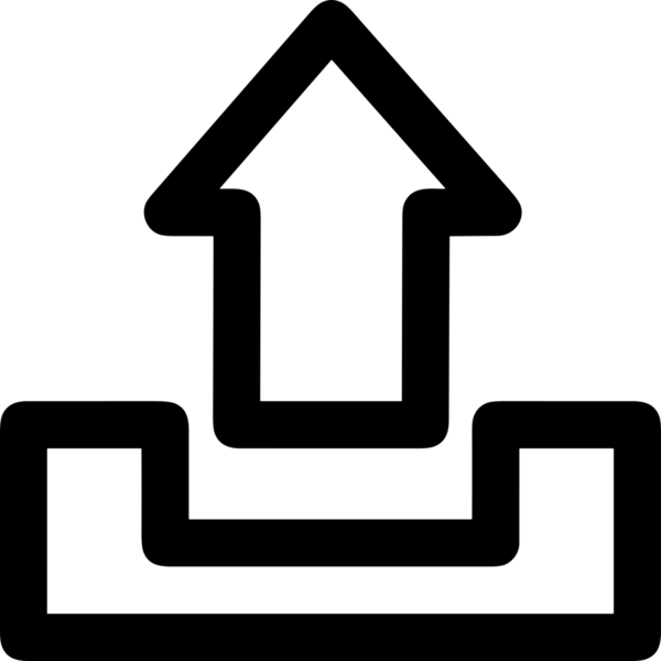 Siyah ve Beyaz Logo Simgesi PNG Biçimini Yükle. Web Sitesi Düğmesi, Mobil Uygulama Arayüzü, Dosya Aktarımı, Belge Paylaşımı, Bulut Depolama ve Veri Yedekleme için Minimalist Düz Tasarımlı Tek Renkli Ok Gönderme İşareti Grafiksel Elemanı