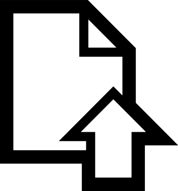 Siyah ve Beyaz Logo Simgesi PNG Biçimini Yükle. Web Sitesi Düğmesi, Mobil Uygulama Arayüzü, Dosya Aktarımı, Belge Paylaşımı, Bulut Depolama ve Veri Yedekleme için Minimalist Düz Tasarımlı Tek Renkli Ok Gönderme İşareti Grafiksel Elemanı