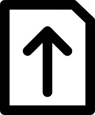 Siyah ve Beyaz Logo Simgesi PNG Biçimini Yükle. Web Sitesi Düğmesi, Mobil Uygulama Arayüzü, Dosya Aktarımı, Belge Paylaşımı, Bulut Depolama ve Veri Yedekleme için Minimalist Düz Tasarımlı Tek Renkli Ok Gönderme İşareti Grafiksel Elemanı