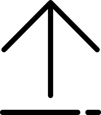 Siyah ve Beyaz Logo Simgesi PNG Biçimini Yükle. Web Sitesi Düğmesi, Mobil Uygulama Arayüzü, Dosya Aktarımı, Belge Paylaşımı, Bulut Depolama ve Veri Yedekleme için Minimalist Düz Tasarımlı Tek Renkli Ok Gönderme İşareti Grafiksel Elemanı