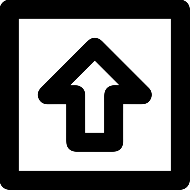 Siyah ve Beyaz Logo Simgesi PNG Biçimini Yükle. Web Sitesi Düğmesi, Mobil Uygulama Arayüzü, Dosya Aktarımı, Belge Paylaşımı, Bulut Depolama ve Veri Yedekleme için Minimalist Düz Tasarımlı Tek Renkli Ok Gönderme İşareti Grafiksel Elemanı