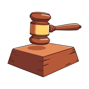 Karikatür yargıcının tokmağı, yasal ve adalet sembolü. İllülasyon, hukuk temalı tasarımlar, hukuki grafikler ve mahkemeyle ilgili projeler için ideal. Adalet ve hukuki görsellik için mükemmel