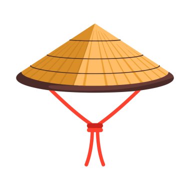 Asya konik şapka vektör çizimi. İzole edilmiş geleneksel tasarım, kültürel, tarihi veya seyahat temalı projeler ve grafikler için ideal