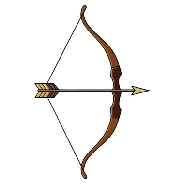 Archer yay ikonu düz stil. Geleneksel web tasarımı, uygulamalar ve grafikler için basit bir vektör çizimi. Beyaz bir arkaplanda izole edilmiş.