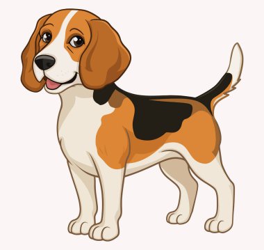 Beagle vektör illüstrasyonu karikatür stilinde beyaz arkaplanda izole edildi