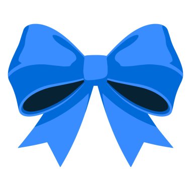 Mavi Kurdele Yay Vektör İllüstrasyonu. Beyaz bir arka planda dekoratif fiyonk gibi zarif bir el çizimi. Hediye paketleri, tebrik kartları ve davetiyeler için mükemmel..