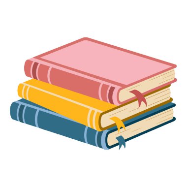 Kitap yığını vektör sanat illüstrasyonu. Düzgünce düzenlenmiş renkli kitaplar yığını, eğitim veya kütüphane temalı tasarımlar için mükemmel.