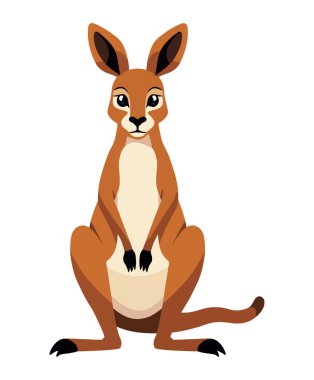 Beyaz arka planda kahverengi şirin kanguru vektör çizimi. Vahşi yaşam ve hayvan temalı tasarımlar için mükemmel.