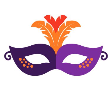 Beyaz arkaplanda karnaval maskesi ikonu vektörü izole edildi. Web ve mobil uygulama tasarımı, festival etkinlikleri, maskeli balo partileri ve şık kostüm temaları için mükemmel..
