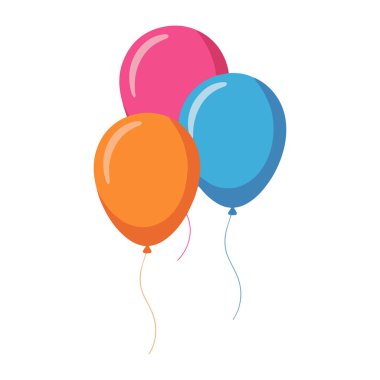 Arka planda renkli balon simgesi. Vektör illüstrasyonu, kutlama ve parti temaları için ideal