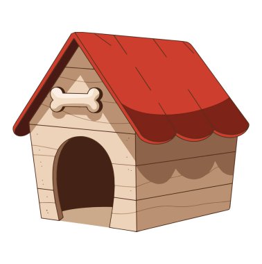 Çizgi köpek evi vektör çizimi, beyaz arka planda izole edilmiş. Evcil hayvan tasarımları ve temaları için ideal