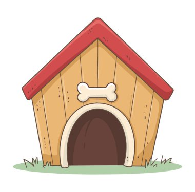 Çizgi köpek evi vektör çizimi, beyaz arka planda izole edilmiş. Evcil hayvan tasarımları ve temaları için ideal