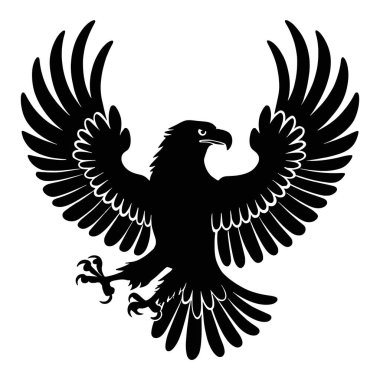 Kartal sembolü, cesur ve dinamik bir tasarıma sahip. Simge tasarımı beyaz bir arkaplanda izole edildi. Vektör illüstrasyonu
