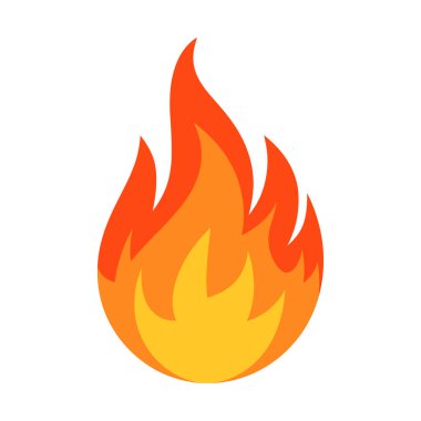 Alev ikonu vektör illüstrasyonunu ateşle. Basit ve cesur alev tasarımı, sıcak, enerji ve yanan temalı grafikler için idealdir..