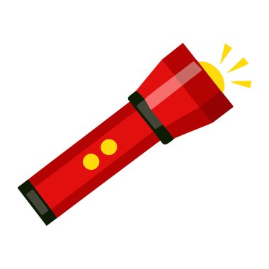 Beyaz arka planda izole edilmiş el feneri vektör çizimi. Kamp, açık hava ve acil durum temalı tasarımlar için ideal.