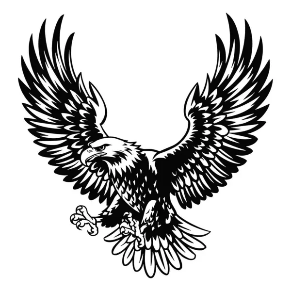 Kartal silueti, cesur ve görkemli bir tasarıma sahip vektör çizimi. Beyaz bir arka planda izole edilmiş. Logolar, simgeler ve grafik projeleri için mükemmel.