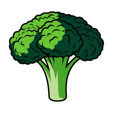 Taze brokoli sebze ikonu. Doğadan esinlenilmiş tasarım sağlıklı yiyecekleri sembolize ediyor. Düz vektör çizimi, ambalaj, menüler veya çevre dostu kavramlar için idealdir