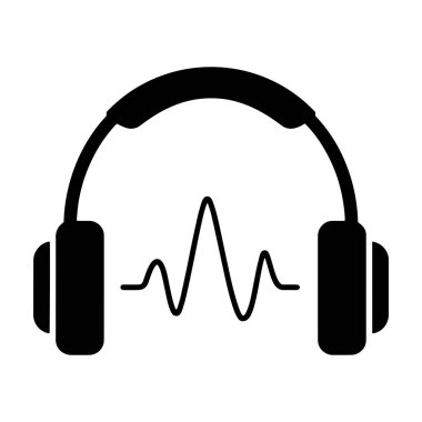 Kulaklık ikonu düz stil. Beyaz arkaplanda izole edilmiş vektör illüstrasyonu. Ses aygıtı, müzik veya işle ilgili kavramlar için ideal