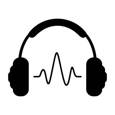 Kulaklık ikonu düz stil. Beyaz arkaplanda izole edilmiş vektör illüstrasyonu. Ses aygıtı, müzik veya işle ilgili kavramlar için ideal