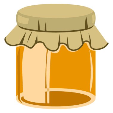 Bal Cam Kavanoz Çizgi Filmi, sevimli cam kavanoz tasarımındaki doğal bal ürününün Vektör çizimi. Markalaşma, ambalaj ve yemekle ilgili konular için ideal.