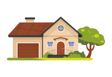 Ev ikonu düz stil. Beyaz arka planda izole edilmiş basit bir ev vektör illüstrasyonu. Apartman tabelaları, gayrimenkul veya iş konseptleri için ideal.