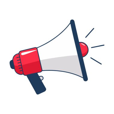 Pazarlama megafon ikonu. Uyarı ve tanıtım için hoparlör sembolünün vektör çizimi. Pazarlama ve reklam kavramları için basit tasarım.