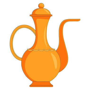 Oriental altın sürahi, antik bir vazo. Vektör izole edilmiş illüstrasyon, tarihsel, kültürel ve dekoratif tasarım temaları için mükemmel. Biraz zarafet ve gelenek katmak için ideal..