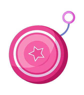 Pembe yoyo çocuk oyuncağı ikonu, izole vektör çizimi. Çocuk oyuncakları ve eğlenceli tasarımlar için ideal.