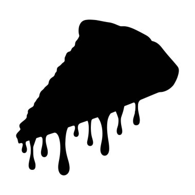 Akan peynirli pizza dilimi silueti, beyaza izole edilmiş. Vektör çizimi yemek temalı tasarımlar, restoran logoları ve pizza promosyonları için idealdir. Aşçılık projeleri için mükemmel.