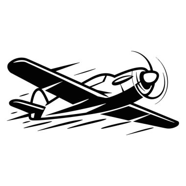 Hareket ve ivmeyi temsil eden hız çizgileri olan hızlı bir uçağın silueti. Beyaz bir arka planda izole edilmiş. Vektör illüstrasyonu.