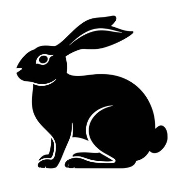 Basit ve zarif tavşan logosu tasarımı. Temiz, modern bir tavşan silueti, markalaşma, hayvan ticareti, doğa organizasyonları ya da Paskalya temalı grafikler için mükemmel..