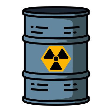 Zehirli atık ikonu. Tehlike sembollü tehlikeli bir varil içeren vektör ilülasyonu, kirliliği ve çevresel riski temsil ediyor.
