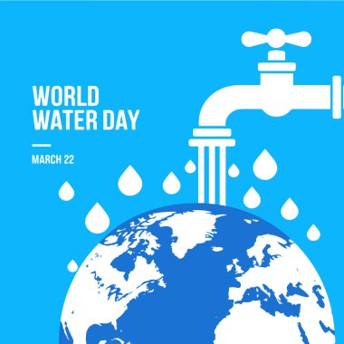 Dünya Su Günü selamı. Suyun korunması ve su tasarrufu etkinlikleri hakkındaki farkındalığı arttırmak için mükemmel. Afişler, posterler ve çevre kampanyaları için ideal