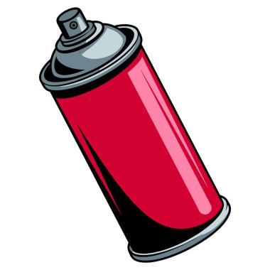 Sprey düz ikonu yönlendirebilir. Kırmızı boya şişesi, graffiti aletleri ve logo tasarımlı basit bir aerosol çizimi. Sanat ve sokak tasarımı temaları için beyaz bir arkaplanda izole edilmiş.