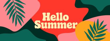 Canlı tropikal yapraklarla dolu yaz arkaplanı. Satışlar, posterler, sosyal medya ve reklam afişleri için mükemmel. Parlak ve taze mevsimsel tasarım.