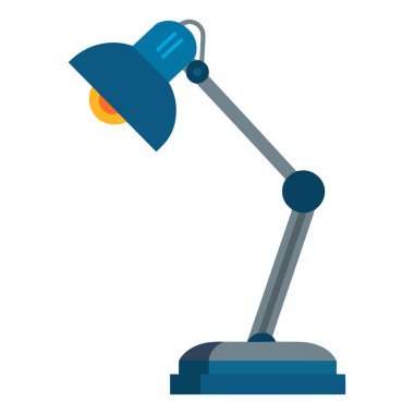 Çizgi film masa lambası ikonu. Bir masa lambasının minimalist vektör çizimi. Beyaz arkaplanda izole.