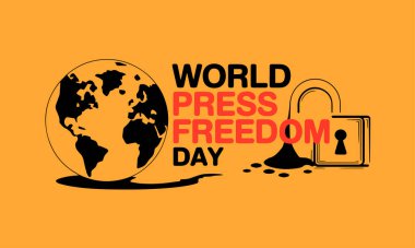 Dünya Basın Özgürlüğü Günü 'nde bir dünya karşılanıyor. Küresel medya özgürlüğünü ve ifade özgürlüğünün önemini simgeliyor. Farkındalık kampanyaları ve kutlama posterleri için ideal..