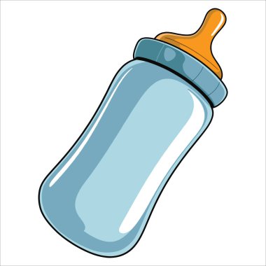 Boş süt şişesi vektör çizimi. Bebek beslenmesi şart.