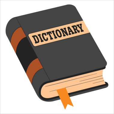 Sözlük vektörü, beyaz üzerine izole edilmiş. Okul temaları, dilbilim ve çok dilli kavramlar için harika.