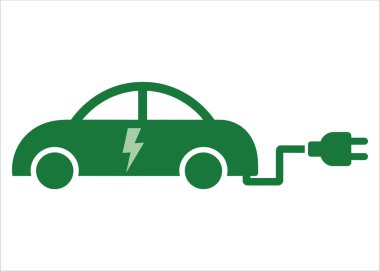 EV araba dolgu ikonu vektörünü yüklüyor. Çevre taşımacılığı ve hibrit araba temaları için yeşil enerji aracı sembolü.