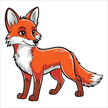 Beyaz arka planda Fox Illustrasyon. Orman ve kurnaz hayvan temaları için akıllı köpek vektörü.