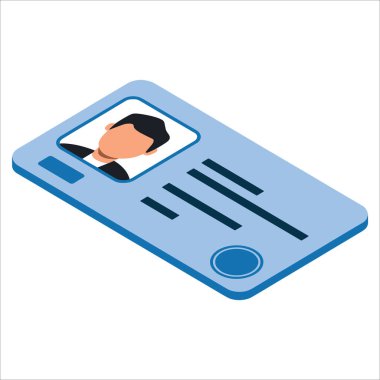 İzometrik güvenlik servisi kimlik kartı vektör simgesi beyaza izole edildi. Web tasarımı, güvenlik temaları ve erişim denetim uygulamaları için ideal.