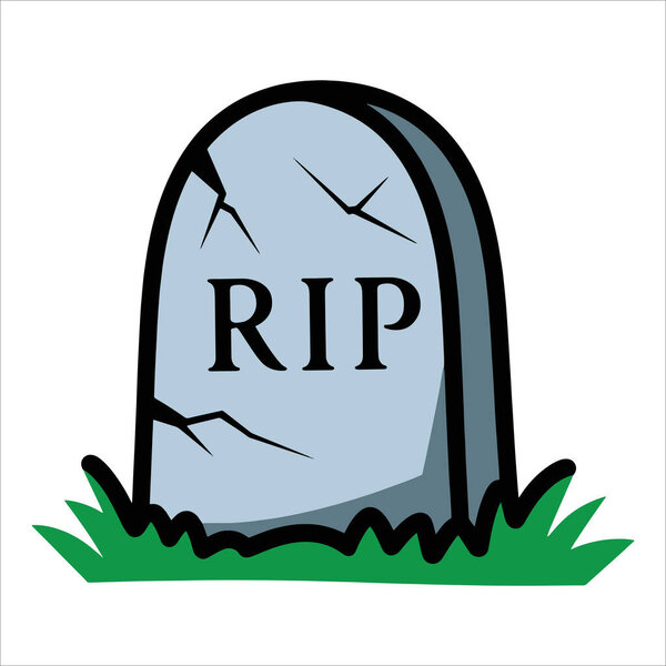 Векторная иллюстрация надгробия изолирована на белом. Значок могилы идеально подходит для мемориальных концепций и жуткий Хэллоуин дизайн.