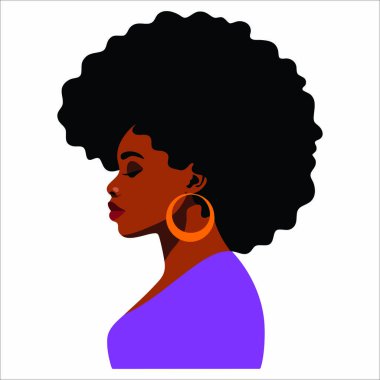 Afrikalı kız portresi vektör kenar çizimi. Kapsayıcı tasarım projeleri, kültürel görseller ve kadın güzellik temaları için harika..