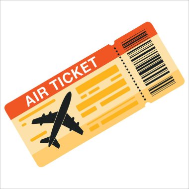 Minimalist tasarımlı uçak siluetiyle uçak bileti. Seyahat, turizm ve uçuşla ilgili pazarlama ve tanıtımlar için mükemmel..