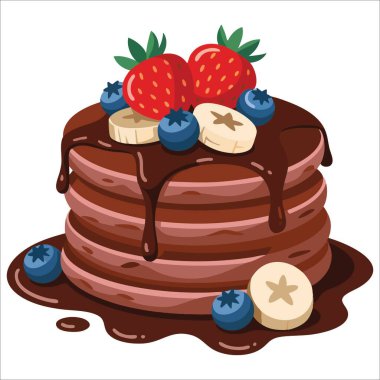 Şerbetli krep, böğürtlen ve muz ana hatlı gıda sanatı, tatlı kahvaltı tasarımları, tatlı çizimleri ve mutfak görselleri için idealdir.