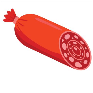 Haşlanmış ve füme sosis seti, sosis, dilimlenmiş domuz eti ve sosis. Beyazın üzerindeki renkli et yemeği vektörü