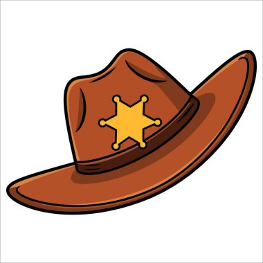 Çizgi kovboy şapkası vektör çizimi. Şeffaf arkaplanda basit el çizimi biçimi izole edildi. Batı, ülke ve kovboy temalı projeler için uygun.